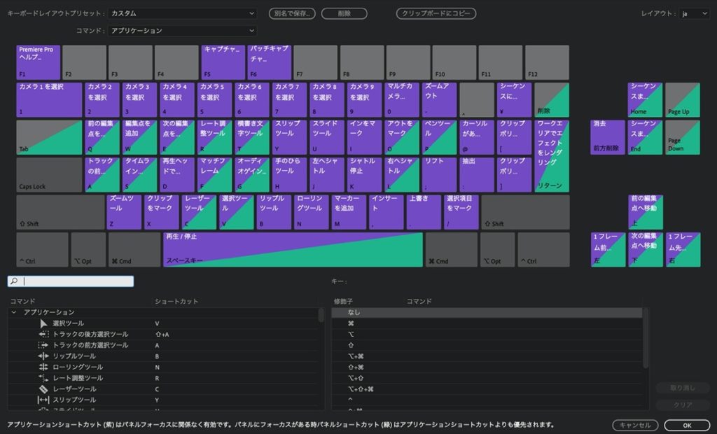 ショートカット一覧