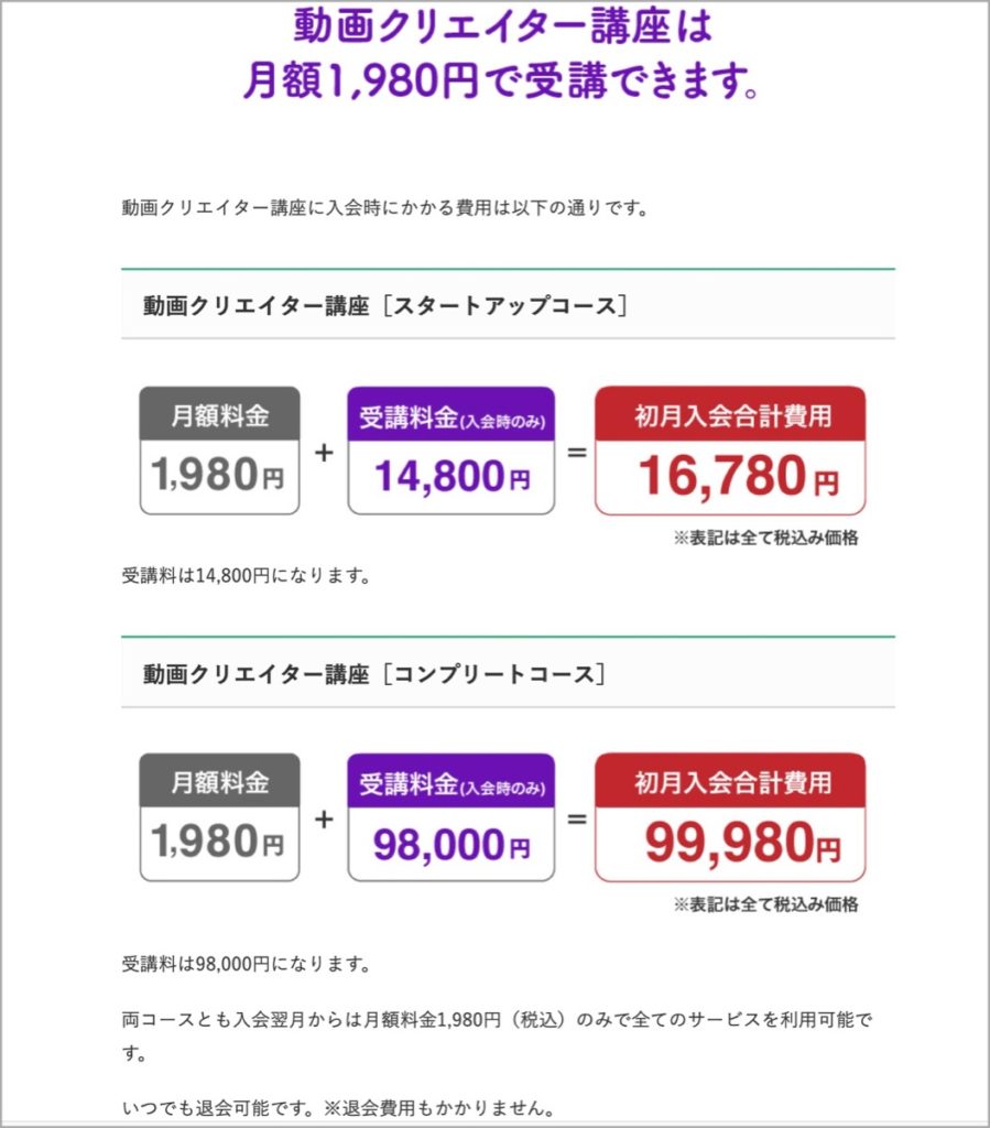 副業の学校-受講料